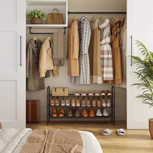 Hoctieon 3 Tier Mesh Style Shoe Rack, Entryway Shoe Shelf, Shoe Storage Organizer, Shoe Rack for Closet, Space Save for Bathroom, Garage, Hallway, Bedroom, Living Room, Black thumbnail 2