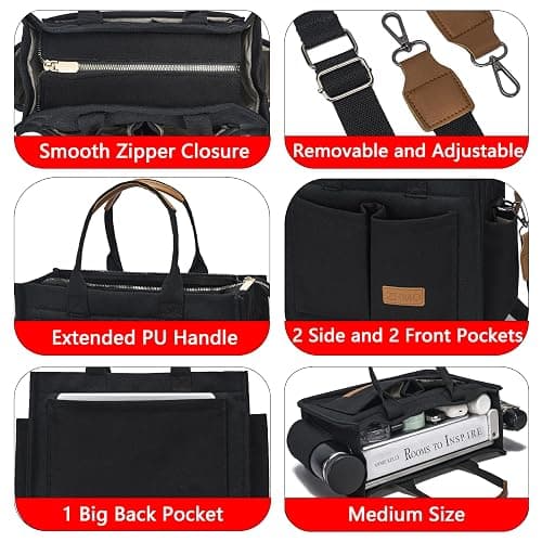 ZHMO Canvas Tote Bag for Women,Women's Bags Crossbody Bags Work Laptop Tote Bag Large Handbags Purse for Travel Nurse Teacher thumbnail 5