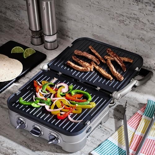 Cuisinart Griddler Indoor Grill, Panini Press, Sandwich Maker & More, 5-in-1 Grilling, Dishwasher-Safe Nonstick Cooking Plates, GR-4NNAS, Stainless Steel thumbnail 4