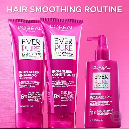 L'Oreal Paris Sulfate Free Iron Sleek Coat Hair Treatment, Provides Frizz Control and Humidity Protection, Semi-Permanent Smoothing Treatment, EverPure Hair Care, 5.1 fl oz thumbnail 3