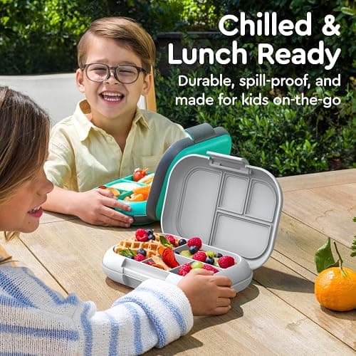 Bentgo Chill Kids Leak-Proof Lunch Box - 4-Compartment Bento Box with Built-In Ice Pack, 3.3 Cup Capacity, PFAS & BPA-Free, Microwave & Dishwasher Safe, Ideal Size for Ages 3 to 7 (Gray) thumbnail 5