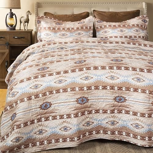 Carstens, Inc. Wrangler Desert Dusk Western Microfiber Quilt Set, Queen - Image 1