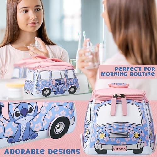 Get Trend Disney Stitch Toiletry Bag, Travel Essentials, Girls Makeup Bag Cruise Essentials, Travel Accessories, Gifts for Women, Teens (Blue Stitch) thumbnail 2