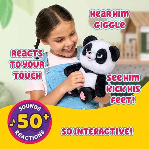 Little Live Pets My Baby Talking Panda ChuChu, Cuddly Panda Toy Plush with 50+ Sounds, Potty Dance, Kick, Feed, Kids Interactive Animal Toys Ages 4+ thumbnail 5