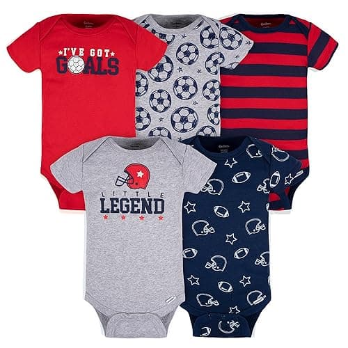 Gerber baby-boys 5-pack Short Sleeve Variety Onesies Bodysuits - Newborn - Sports Blue