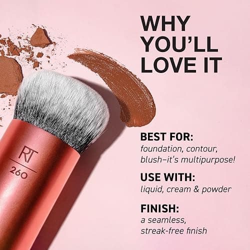 Real Techniques Bubble Blending Makeup Brush, Multipurpose Foundation Brush For Liquid, Cream, & Powder Products, Unique Round Brush Head, Synthetic Bristles, Vegan & Cruelty Free, 1 Count thumbnail 2