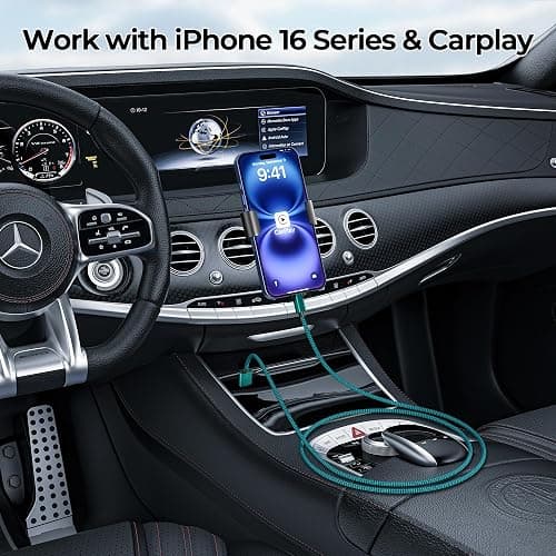 Basesailor for iPhone 17 16 Pro Max Car Carplay Cable 3Pack 3.3/6.6/10FT,USB A to USB C Car Charger Cord for iPad 10 Air 4 5,Mini 6 7,Apple 15 Plus,Samsung Galaxy S24 S25,Z Flip Fold,A54 A53 A52 A51 thumbnail 4