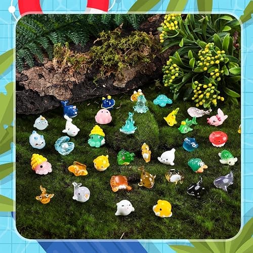 Qunclay 36 Pcs Ocean Mini Figurines Resin Axolotl Miniature Animals Figurine Tiny Resin Trinkets Marine Aquarium Ornaments Dollhouse Decorations for DIY Fish Tank Potted Garden Accessory (Cute) - 36 - Cute thumbnail 5