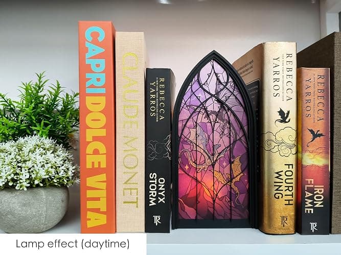 TwoDays 4th Wing Inspired Book Nook – Fantasy Dragon Merch Bookshelf Decor for Book Lovers, Gifts for Bookish Collectors Library (Black) thumbnail 7
