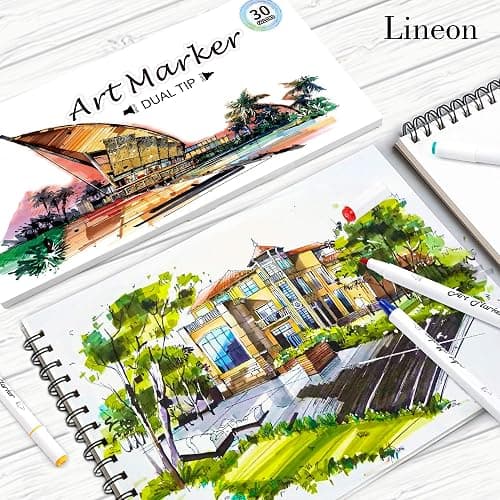 Dual Tip Alcohol Based Art Markers, Lineon 30 Colors Alcohol Marker Pens Perfect for Kids Adult Coloring Books Sketching and Card Making thumbnail 8