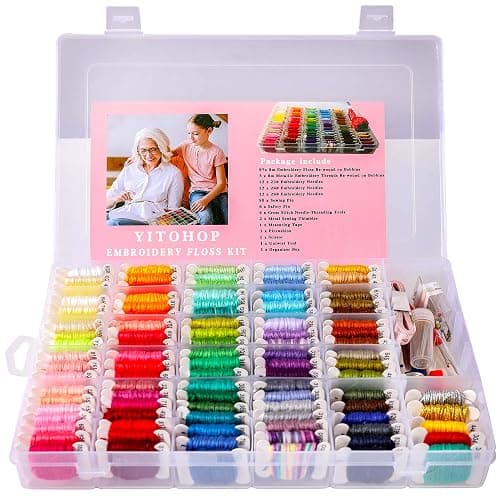 YITOHOP 200pcs+ Embroidery Floss kit, Friendship Bracelet String Kit with Organizer Box-Included 100pcs Friendship Bracelet Floss Thread,Cross Stitch Kits Xmas Gifts thumbnail 3