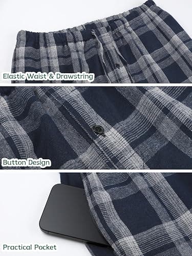 Motarto Men's Pajama Pants Flannel Plaid Pajama Sleep & Lounge PJ Bottoms Warm Sleepwear with Drawstring Pockets thumbnail 4