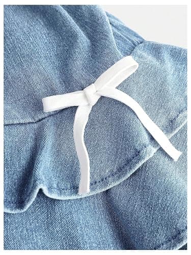 Floerns Girl's Ruched Strapless Tube Top Bowknot Denim Dress Cute Tiered Dress thumbnail 4