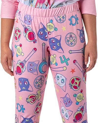 Bioworld Sailor Moon Pajamas Women's Character Poster Raglan Shirt And Jogger Pants Pajama Set thumbnail 3