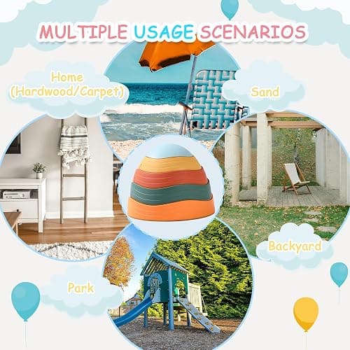 LoomLark Balance Stepping Stones for Kids 5pcs Non-Slip River Stones Obstacle Course Play Indoor and Outdoor Coordination Game Sensory Toys Toddler Ages 3 4 5 6 7 8+ thumbnail 6