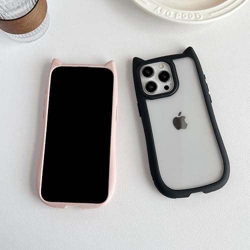 FLIRACON Cute Cat Ears Clear Phone Case Compatible with iPhone Case (Black,for iPhone 15) thumbnail 6