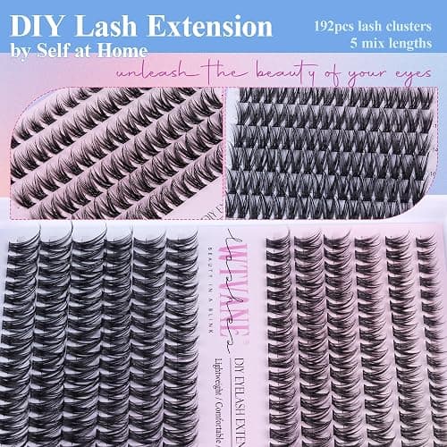 Fairy Lash Clusters Kit Wispy Eyelash Clusters DIY 8-16mm Manga Lash Clusters Eyelash Extension Kit 192pcs Individual Lashes Natural Lash Extension Kit with Lash Bond and Seal, Lash Tweezers by Wtvane - StyleG-fairy lash clusters kit thumbnail 5