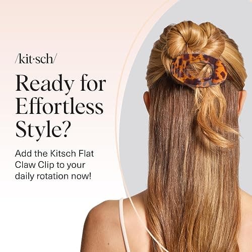Kitsch Medium Flat Claw Clips for Women - Stylish Flat Hair Clips, Strong Hold for Thick & Fine Hair | Non-Slip for Secure, Comfortable All-Day Wear | Ideal Gifts for Women - Tortoise Design thumbnail 8