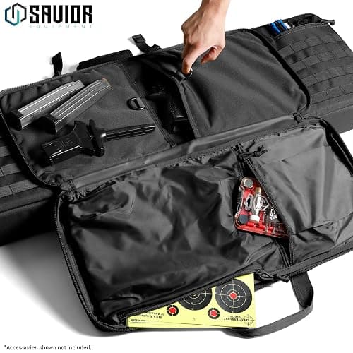 Savior Equipment American Classic Tactical Double Long Gun Bag Pistol Transportation Case w/Backpack Strap, Lockable Compartment, Available Length in 32" 36" 42" 46" 51" 55" thumbnail 3