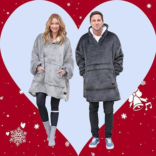 Catalonia Oversized Blanket Hoodie Sweatshirt, Wearable Sherpa Lounging Pullover for Adults Women Men thumbnail 6