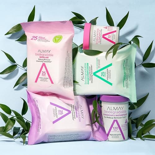 Almay Makeup Remover Cleansing Towelettes, Biodegradable Micellar Water Wipes for Sensitive Skin, Hypoallergenic, Cruelty- & Fragrance-Free, 25 Count thumbnail 5