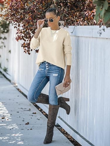 MEROKEETY Fall Long Sweaters for Women 2026 Trendy Long Sleeve Cute Knit Outfits Loose Fit Crewneck Work Casual Pullover thumbnail 9