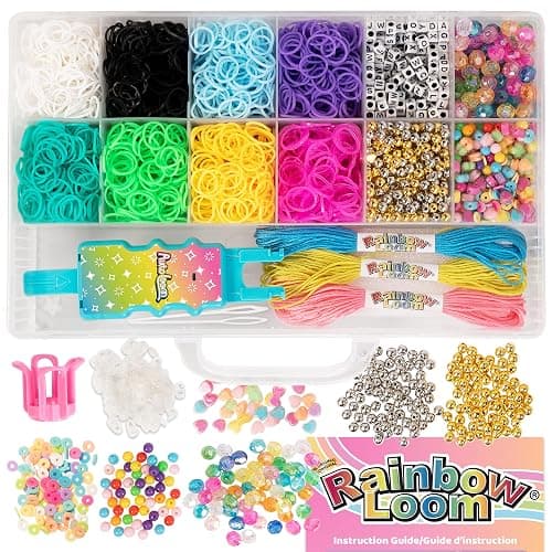 Rainbow Loom: 2,400 Bands & 1,000 Beads AutoLoom Rainbow Bliss Kit with AutoLoom & Finger Loom – DIY Braid & Bead Bracelet Jewelry Making Set for Kids 7+ - Image 1