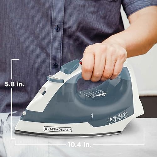 BLACK+DECKER Easy Steam Compact Iron for Clothes, Automatic Shutoff, Nonstick Plate, Light Weight, 1200 Watts - Compact Iron thumbnail 3