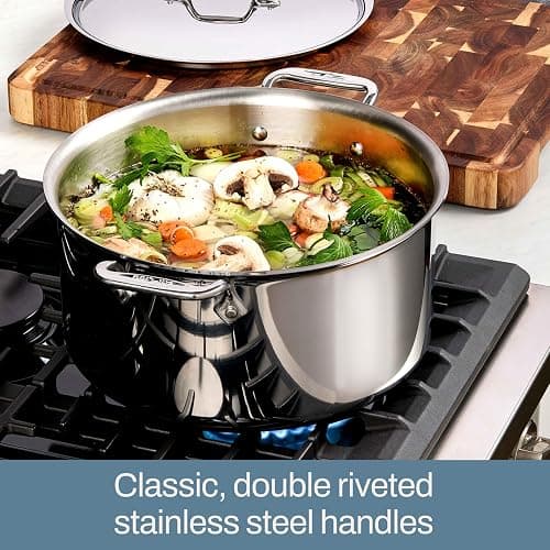 All-Clad D3 3-Ply Stainless Steel Stockpot with Lid 8 Quart, Induction, Oven Broiler Safe 600F, Silver thumbnail 5