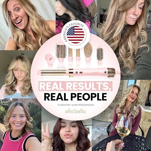 ELLA BELLA® 6 in 1 Professional Hot Air Styler • Powerful Hair Dryer & Straightener Set • Styling Without Heat Damage • Fast Drying Curling Volumizing Straightening • Includes Protective Travel Case thumbnail 8