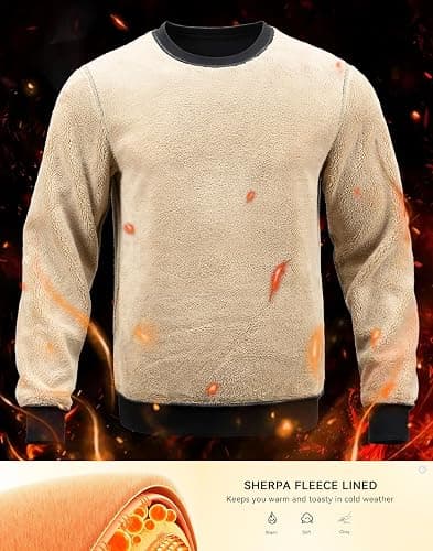 G Gradual Sherpa Lined Sweatshirts for Men Fleece Crewneck Sweatshirt Pullover Warm Shirts for Winter thumbnail 2