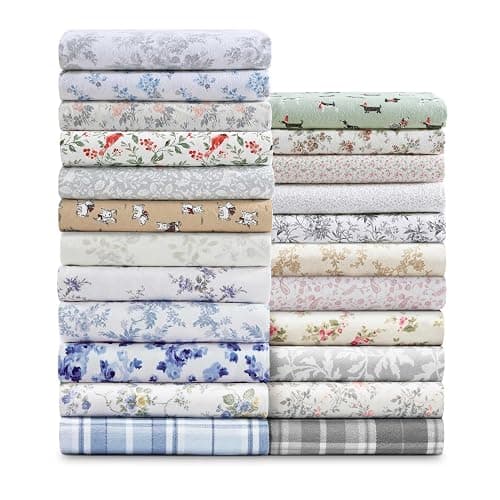 Laura Ashley - Flannel Sheets Queen Size, Anti-Pilling & Wrinkle Resistant Cotton, Touchably Soft for All-Season Comfort - Bed Sheets with Matching Pillowcases & Fitted Sheet (Jolly Cardinals Green) thumbnail 9