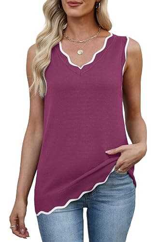 WIHOLL Tank Tops for Women Sleeveless Summer Tops Spring Fashion Lightweight Sweater Vest V Neck Business Casual Outfits thumbnail 4