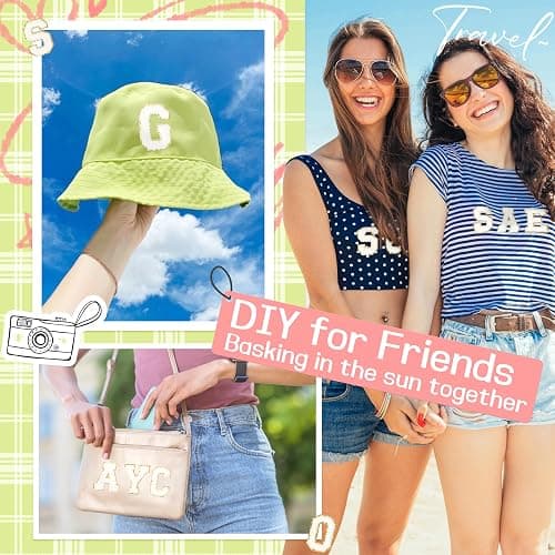 NICEVINYL Chenille Letters Patches Self-Adhesive: 52pcs White Patches | Preppy Varsity Self Adhesive Letters Patches for Clothing - Initial Stickers Patches for Trucker Hats Makeup Bags Backpacks thumbnail 6