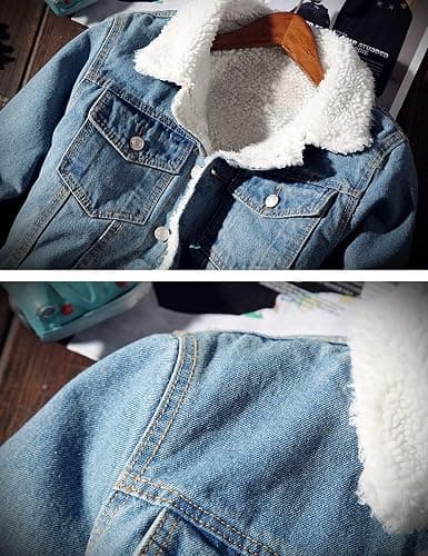 Springrain Men's Sherpa Fleece Lined Denim Jacket Warm Winter Trucker Jacket Cowboy Jean Jacket thumbnail 5