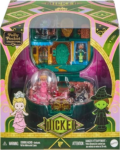 Polly Pocket Wicked x Collector Compact, Micro Dolls and Playset, 2 Themed Accessories, Iconic Shiz & Oz Locations, Glinda, Elphaba, & The Wizard thumbnail 7