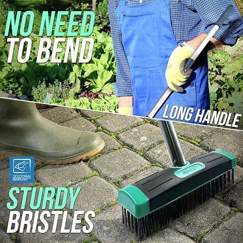 Ultimate Garden Weed Brush Set & Patio Cleaner Includes Metal Wire Broom, Angled Moss Brush with Built In Scraper Tool & Free Handheld Weed Remover Tool, Ideal for Driveway, Garden & Patio Cleaning thumbnail 5