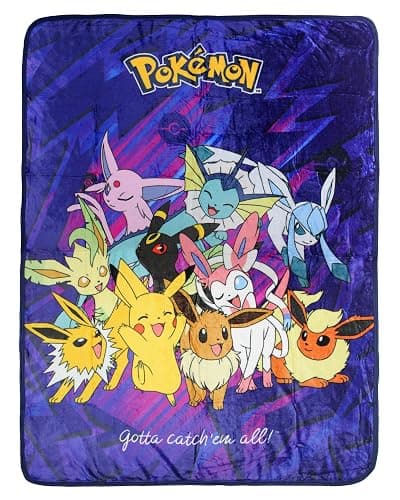 Pokemon Eevee Evolutions Sylveon Umbreon Vaporeon Throw Blanket - 46" x 60" Cozy Soft Fleece Throw Blanket for Bed Couch - Image 1