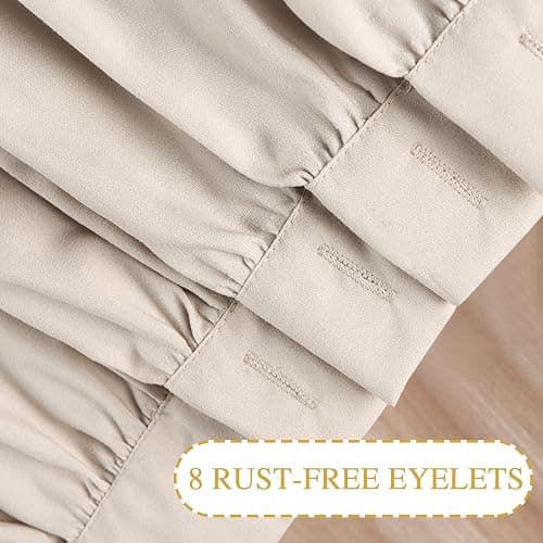 Homechoice Decor Camel Ruffle Stall Shower Curtain, Vintage Handcrafted Bow Tie Bath Curtain for Master Bathroom, Ruched Microfiber Bathroom Curtain with 8 Buttonholes, 48" W x 72" H (LQ-10) thumbnail 5