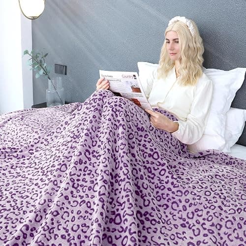 Fleece Blanket Plush Purple Soft Blanket Queen Size Throw Blankets for Bed Warm thumbnail 4