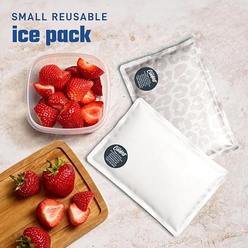 Fit & Fresh Cool Coolers 2 Pack Soft Ice for Lunch Bags, Flexible Stretch Nylon, Durable, Reusable Lunch Box Ice Packs, Soft Ice, Reusable Freezer Packs, Lunch Ice, Easy to Clean, Ivory Feline thumbnail 6