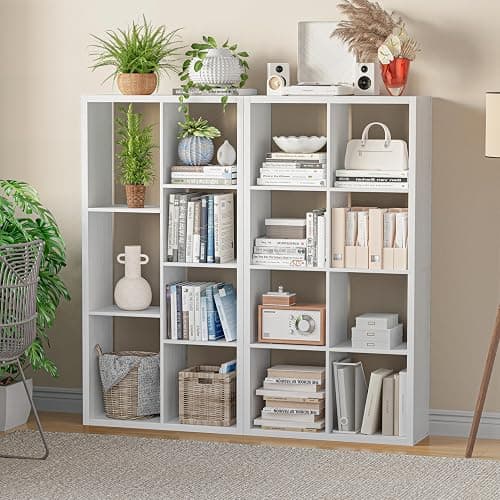 VDNEND Cube Storage Organizer Bookcase, Decorative 11 inch Open Back Cubical Shelf with Thickened Border, Display Bookshelf for Living Room, Home Office, Sturdy Room (White, 8 Cube) thumbnail 6