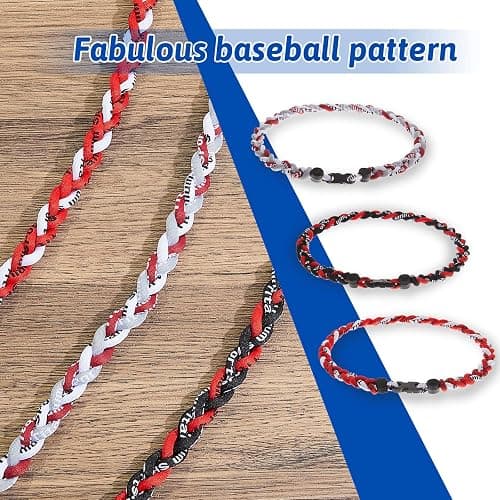 Junkin Baseball Necklaces Three Braided Rope Titanium Necklace for Team Gifts Boys Men Player Softball Fans Sports thumbnail 5