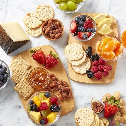 FARBERWARE 4-Piece Reversible Bamboo Cutting Board and Charcuterie Set, Assorted Sizes, Durable Wood Serving Boards for Cheese, Meats, and Prep thumbnail 2
