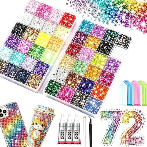 Bedazzling Kit 72 Colors 72000PCS Jelly Bedazzled Kits, 3mm Flatback Gems for Bedazzling, Bedazzler with Tools & 3 B-7000 Glues, All-in-One Bedazzle Kit for DIY Crafts & Party Decorations - Image 1