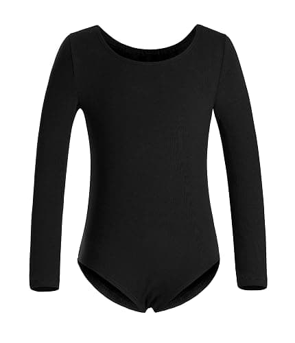 DANSHOW Long Sleeve Leotard for Girls Dance Toddler Ballet | Team Basic Style, Soft Cotton Fabric, Elegant Round Neck, Scoop Back - Image 1