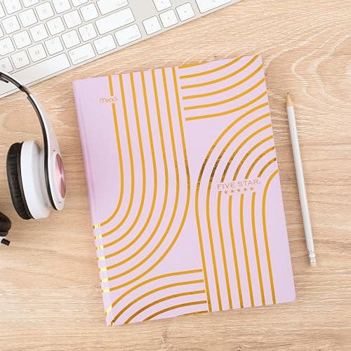Five Star Composition Book, College Ruled Paper, 7-1/2" x 9-3/4", 80 Sheets, Hardcover, Lilac and Metallic Gold Arches (850111F-AMZ) thumbnail 2