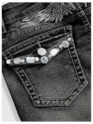 Milumia Women's Y2k Rhinestone Decor Denim Shorts Punk Skinny Mini Shorts with Pocket thumbnail 3