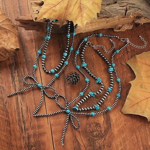 Navajo Pearl Bow Necklace Western Jewelry for Women Cowgirl Turquoise Necklaces Jewelry thumbnail 7