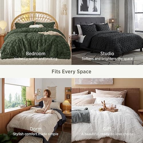 Bedsure Full Comforter Set - White Comforter, Boho Tufted Distressed Vintage Bedding for Kids, 3 Pieces Farmhouse-Style Bed Set for All Seasons, Fluffy Soft Bedding with 2 Pillow Shams thumbnail 5